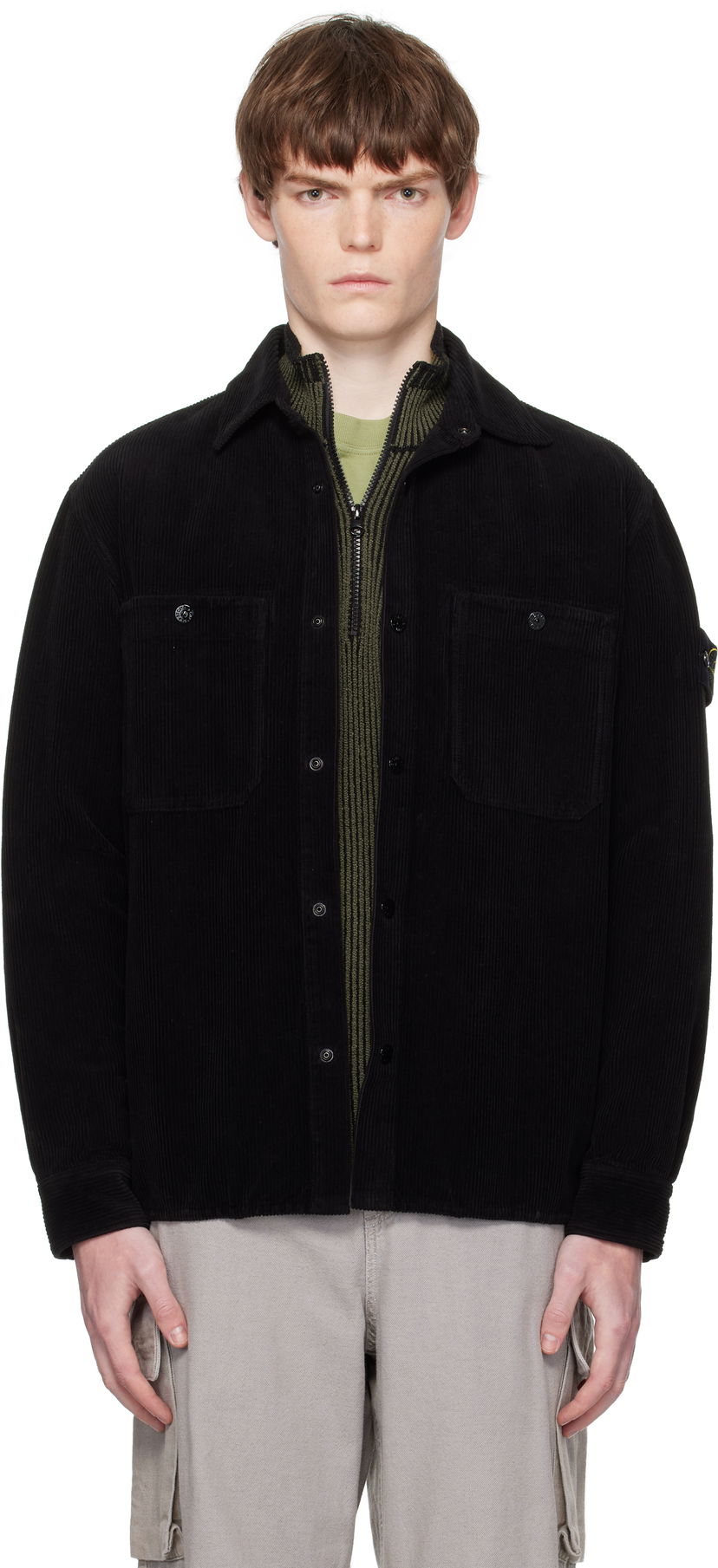 Сорочка Stone Island Organic Cotton Corduroy Overshirt чорний | K2S15 1200012 S0212