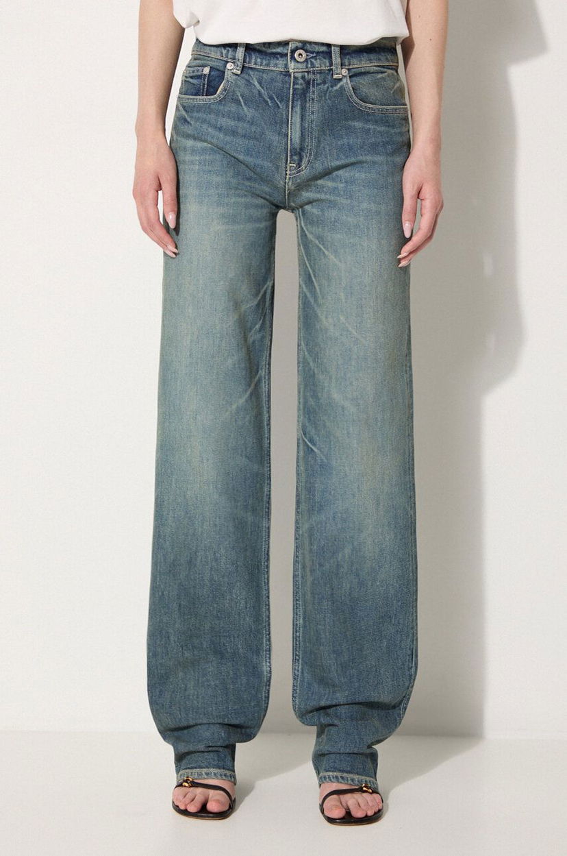 Джинси KENZO High Waist Regular Fit Jeans Синій | FE62DP2166S7.DY