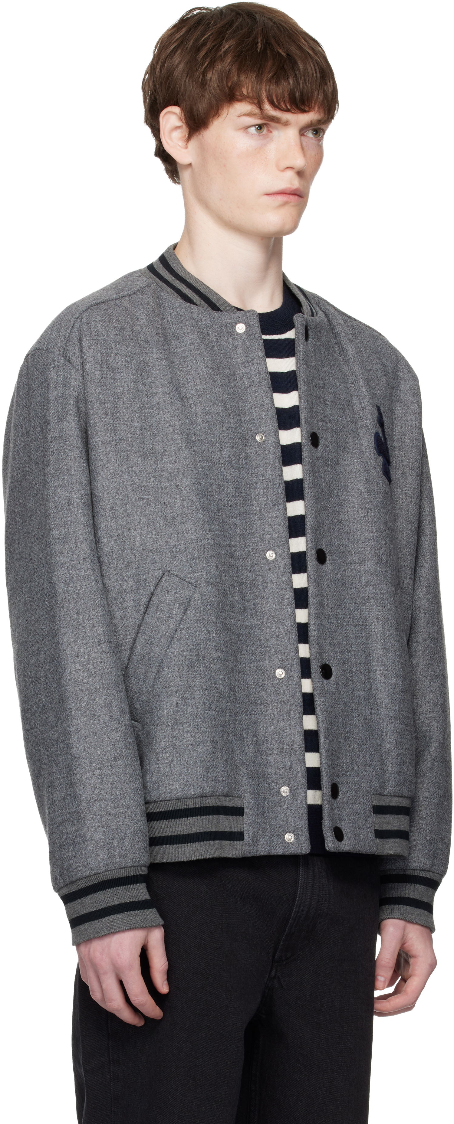 Куртка бомбер A.P.C. A.P.C. Micka Wool Bomber Jacket Сірий | WVBEB-M32010, 1