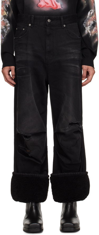 Джинси We11done We11done Faded Shearling Cuff Jeans чорний | WD-DP3-23-315-M-BK, 0