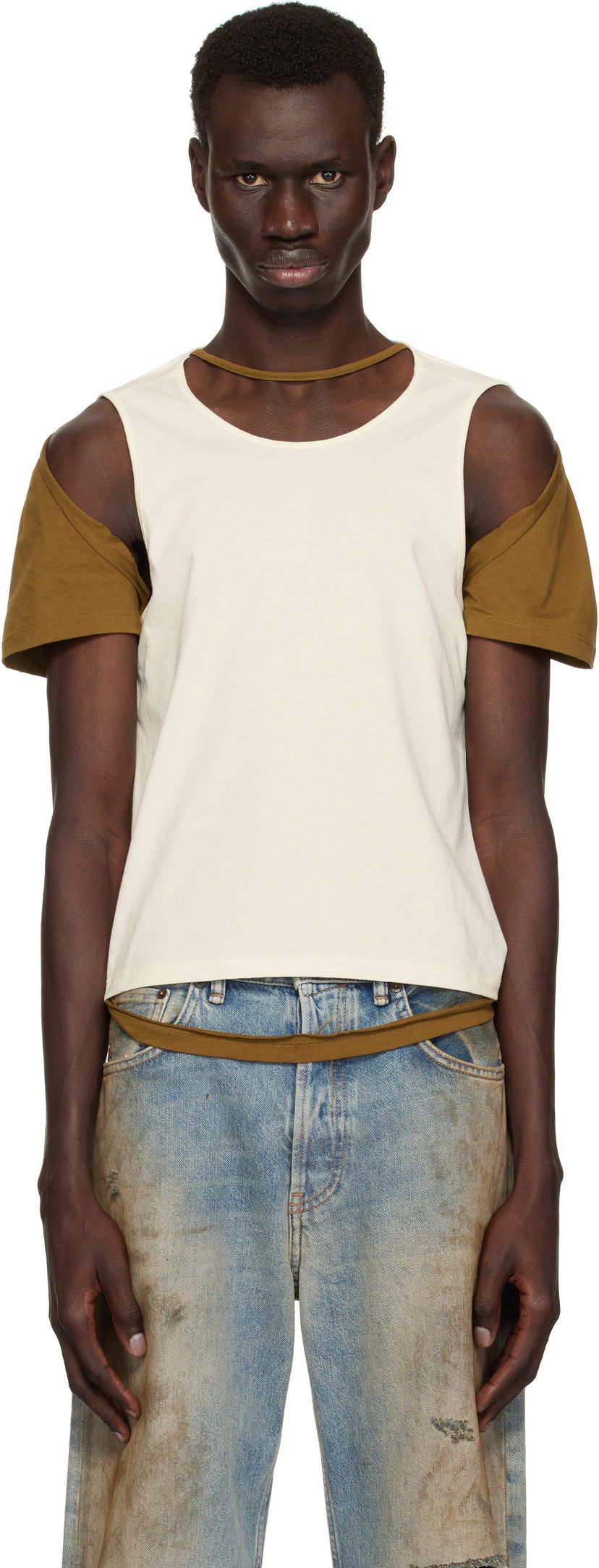 Безрукавка Eckhaus Latta Eckhaus Latta Hugging T-Shirt білий | 1203-EL-PS25-C - COCONUT