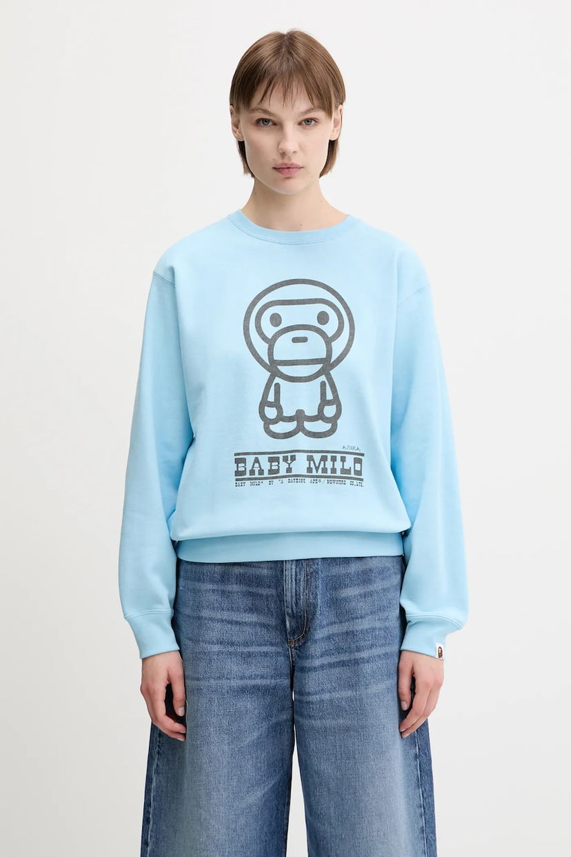 Світшоти BAPE A Bathing Ape Baby Milo Volume Sleeve Crewneck Sweatshirt Синій | 2L30213005
