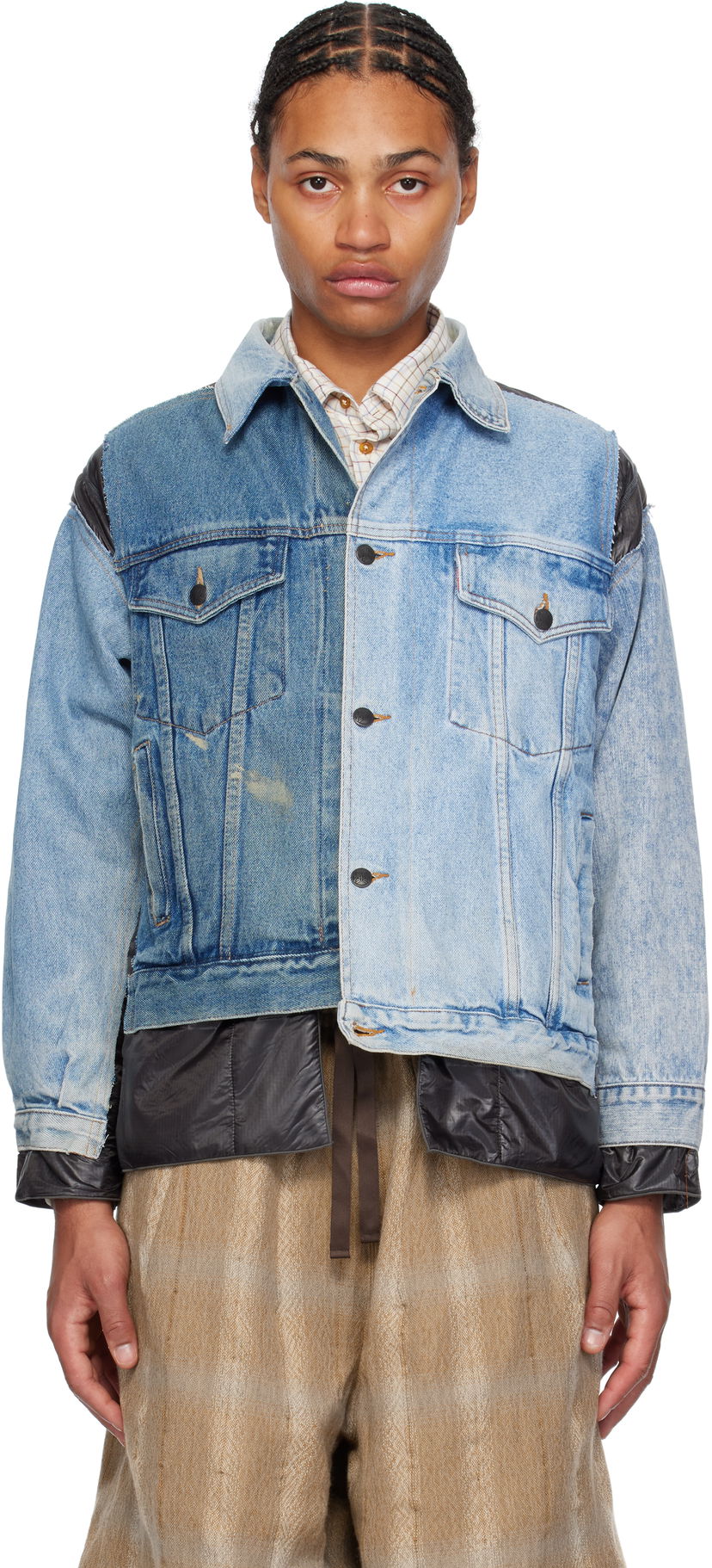 Куртка Needles Denim Jacket with Nylon Panels Синій | PU337