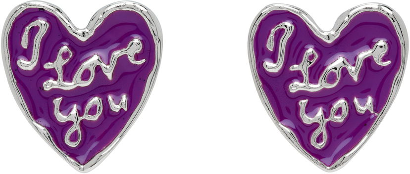 Сережки Chopova Lowena Chopova Lowena Heart "I Love You" Earrings Фіолетовий | 6575