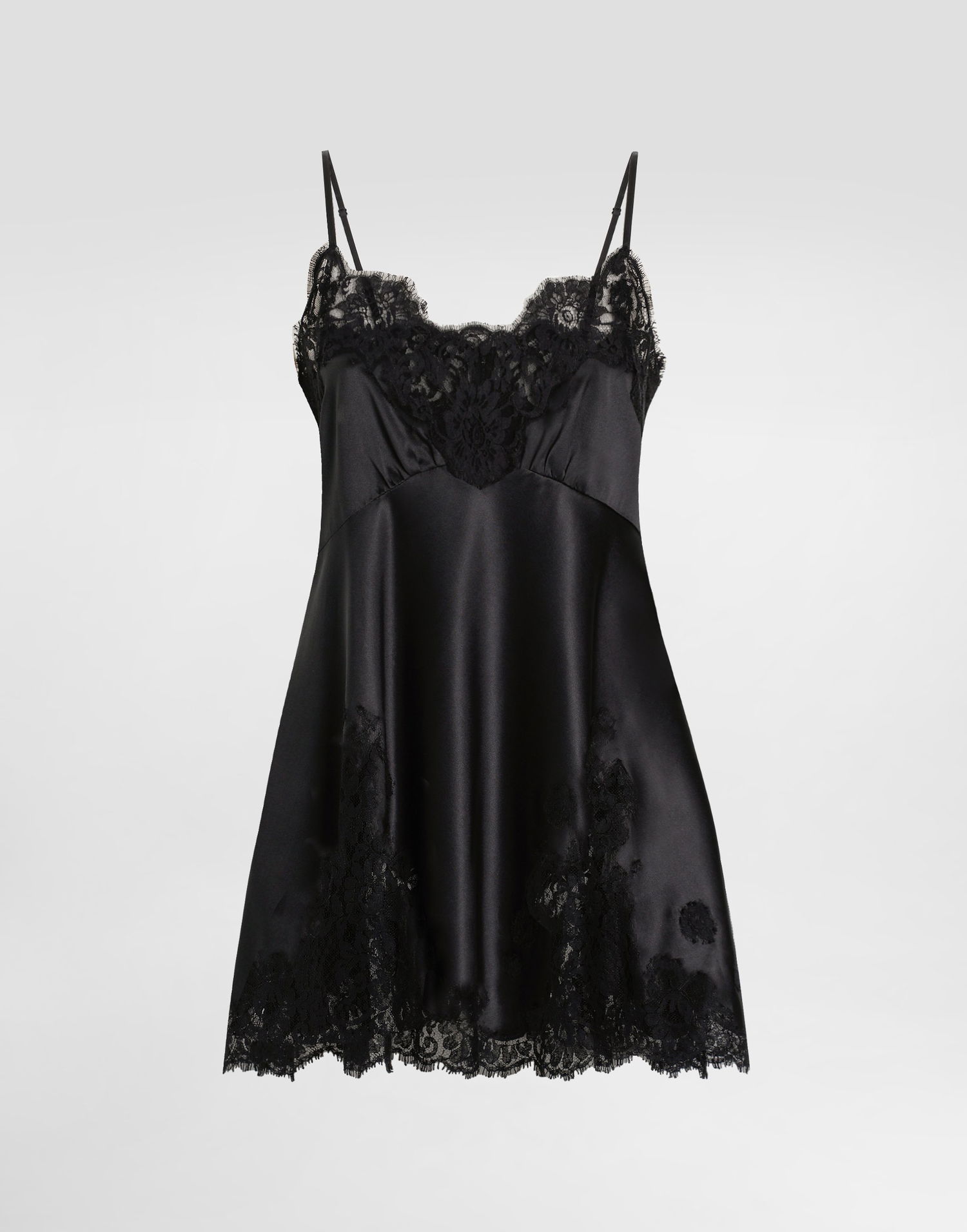 плаття Dolce & Gabbana Dolce & Gabbana Stretch Satin Mini Dress with Lace чорний | F60FFTFURAGN0000, 0