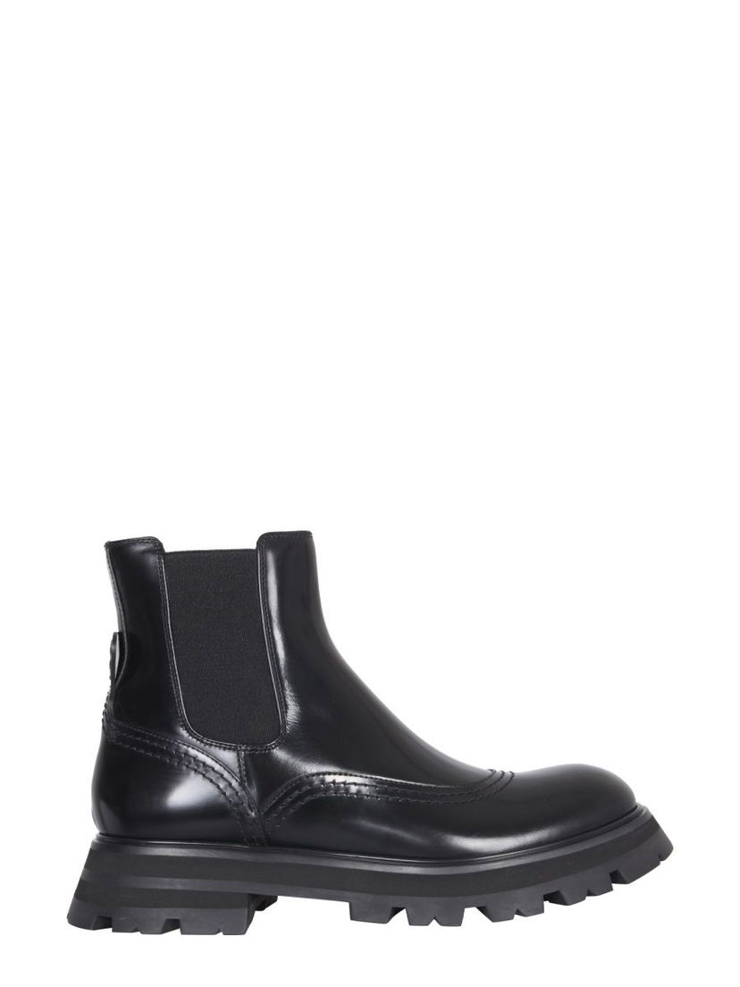Кросівки та взуття Alexander McQueen Alexander McQueen Leather Ankle Boots чорний | 666367WHZ841000