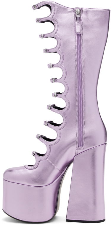 Догляд за взуттям Marc Jacobs Marc Jacobs 'The Metallic Kiki' Knee-High Platform Boots Фіолетовий | 2R4FBO001F01, 2
