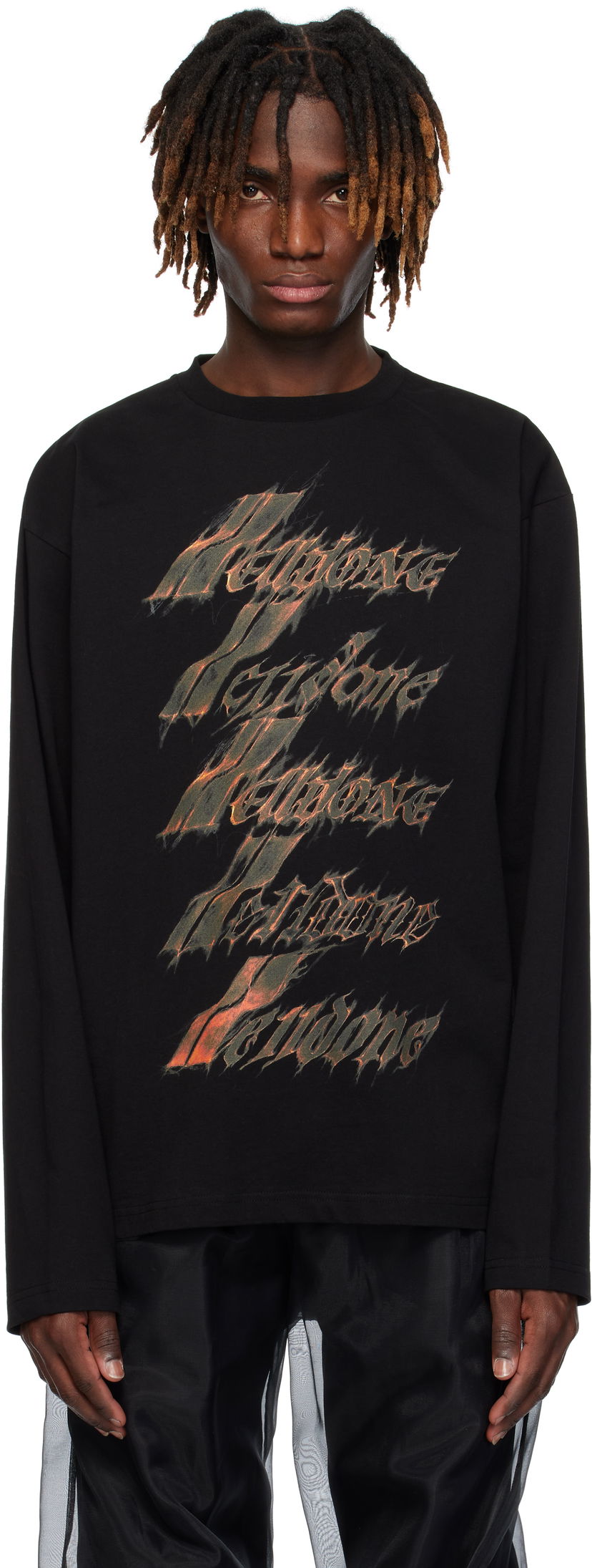 Футболка We11done We11done Spark Logo Graphic Long Sleeve T-Shirt чорний | WD-TT0-25-752-U-BK