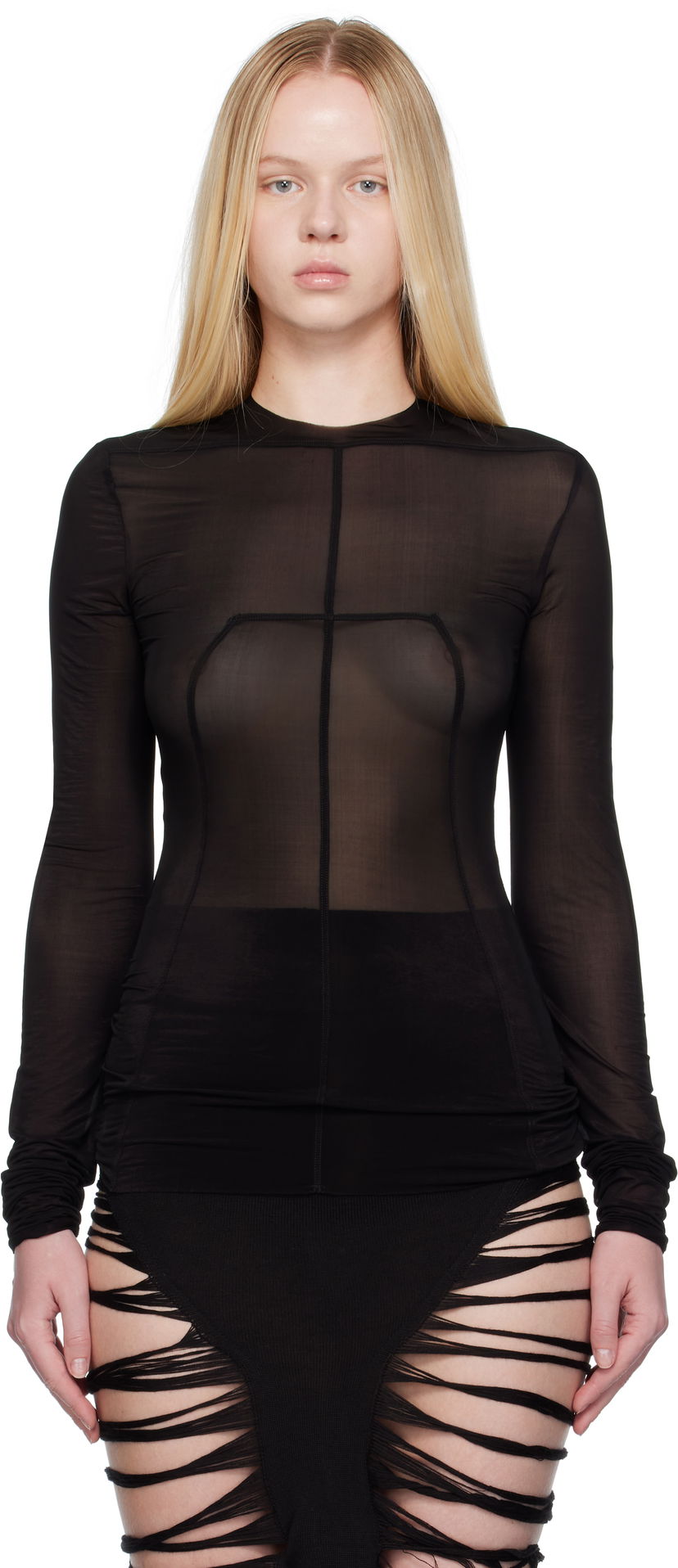 Джерсі Rick Owens Rick Owens Lido Stretch Cupro Jersey Top чорний | RO01E7265 BZ