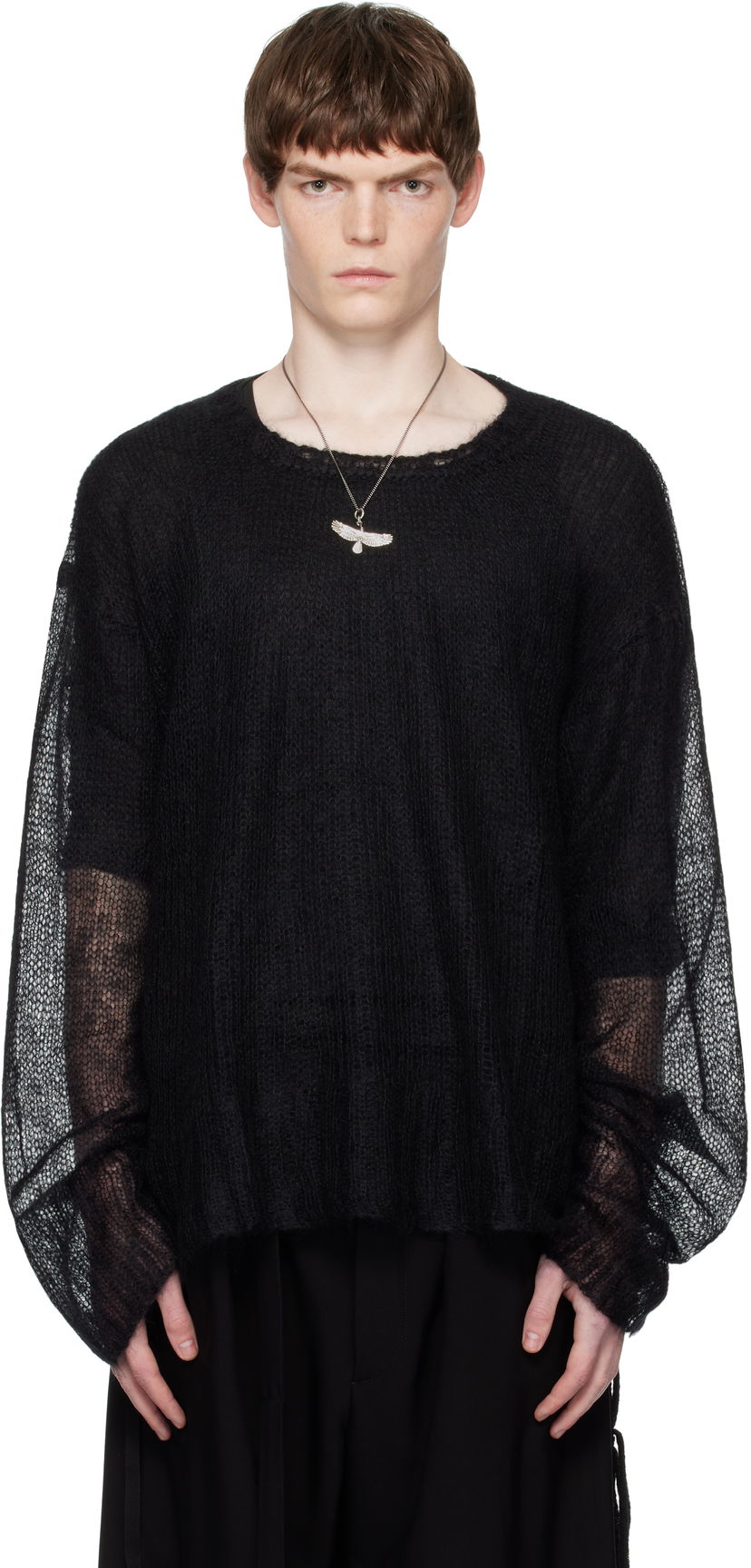 Cветр Ann Demeulemeester Ann Demeulemeester Kent Open Neck Sweater чорний | B0012862-KN058-099