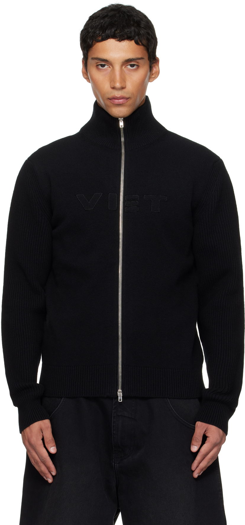 Cветр VETEMENTS VETEMENTS 'VET' Zip-Up Sweater чорний | UH76KN400B