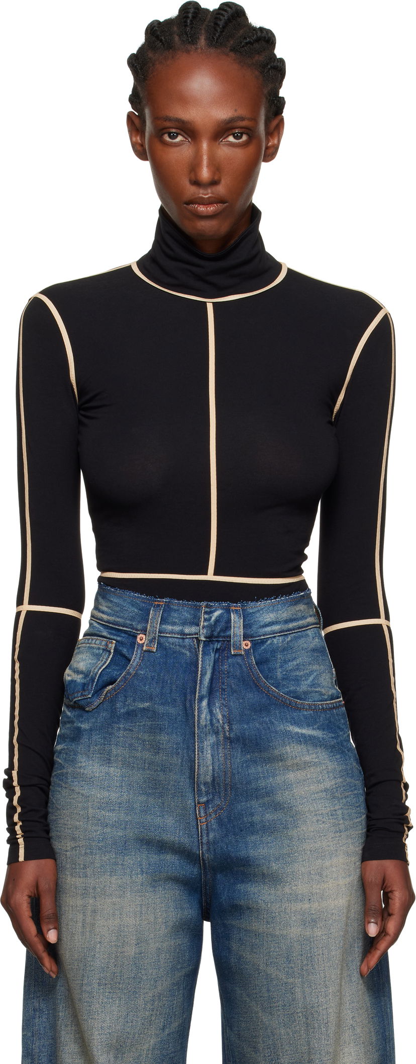 Боді Maison Margiela MM6 Maison Margiela Long Sleeve Turtleneck Bodysuit чорний | S52NA0072 M20125