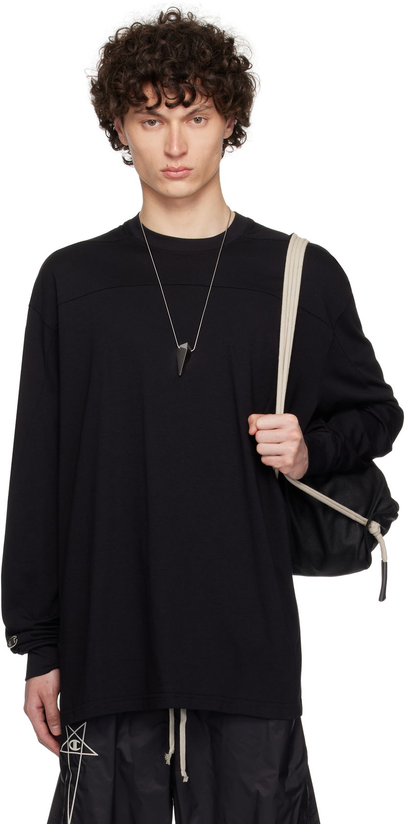 Футболка Rick Owens Rick Owens Champion Edition Girdered Long Sleeve T-Shirt чорний | CM01E1672 CHJG JERSEY