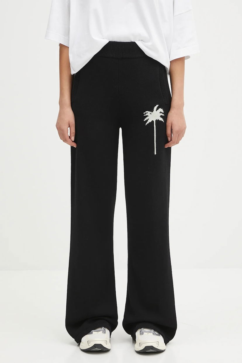 Штани Palm Angels Palm Angels Palms Knit High Waist Wide Leg Pants чорний | PWHG035S25KNI0011003