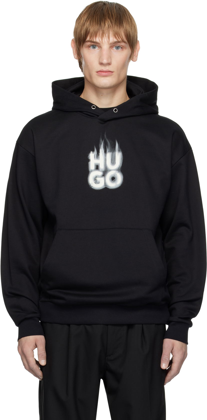 Світшоти BOSS Flame Logo Cotton Jersey Hoodie чорний | 50530428