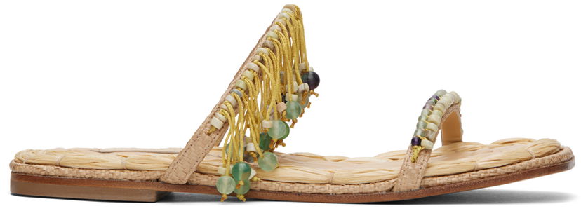 Аксесуари Dries Van Noten Dries Van Noten Embellished Raffia Sandals бежевий | WS241-1104-803