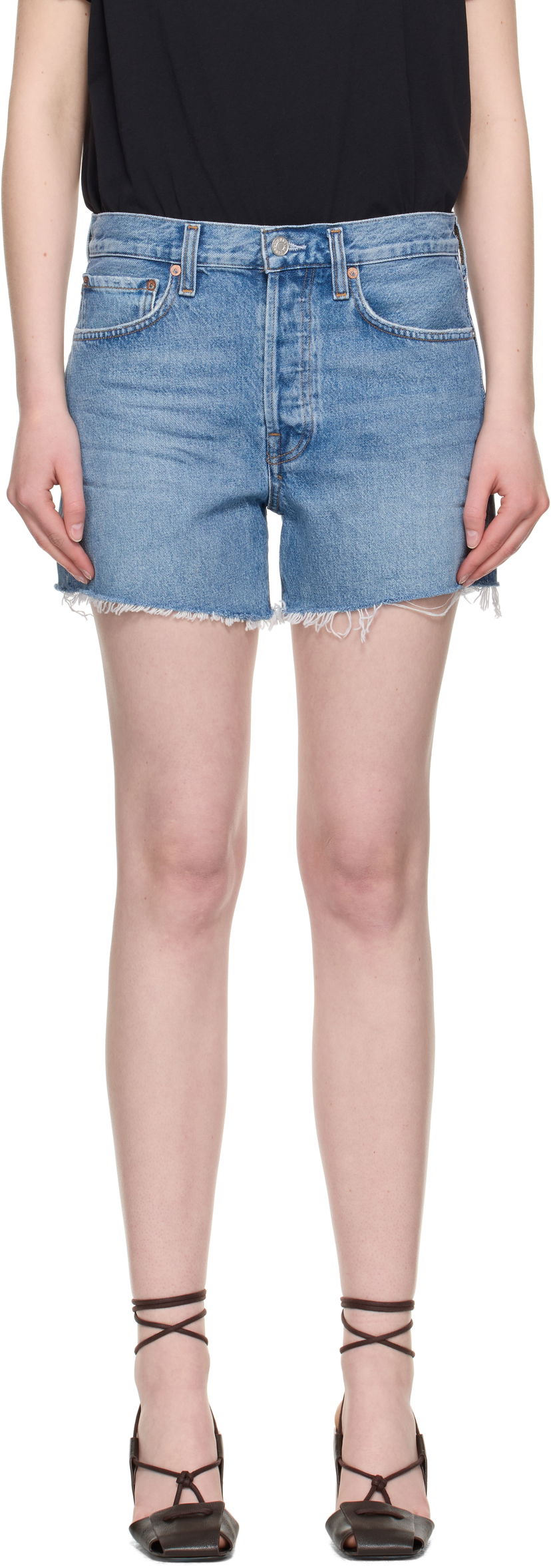 Шорти AGOLDE AGOLDE Parker Long Denim Shorts Синій | A9010-1535