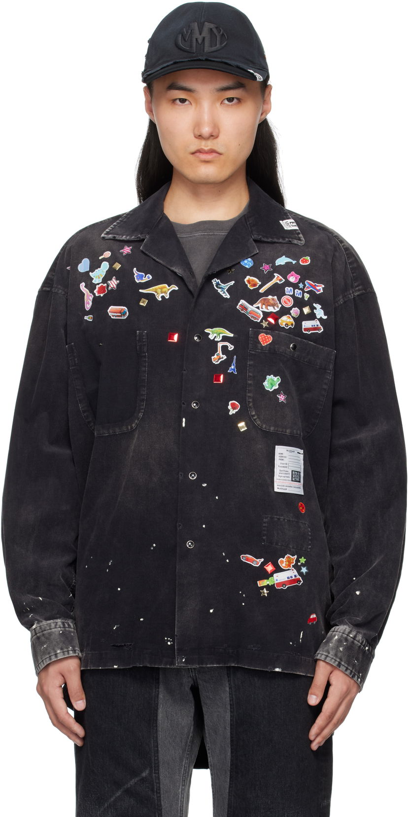 Сорочка Maison MIHARA YASUHIRO MMY Sticker Print Corduroy Shirt чорний | J14SH182