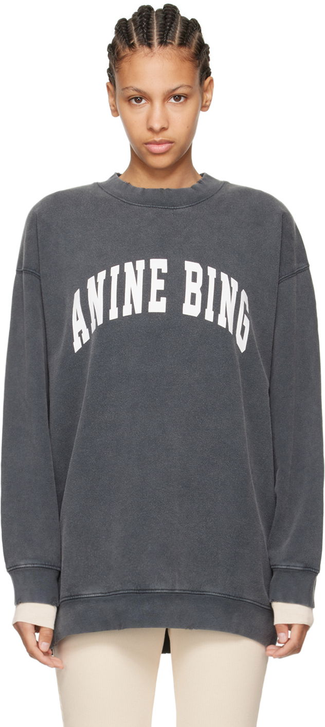 Світшоти Anine Bing Oversized Sweatshirt with Logo Print Сірий | A-08-5205-010
