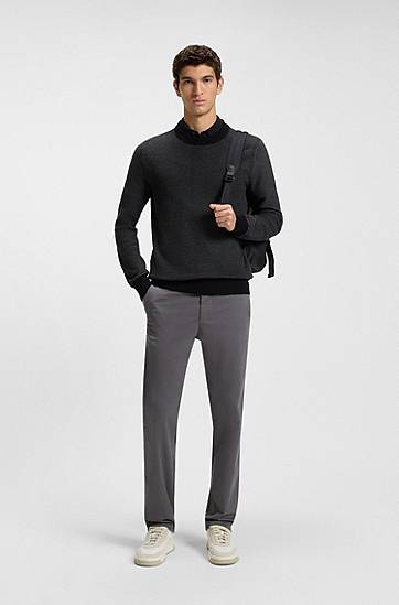 Cветр BOSS Cotton-blend sweater with two-tone structure чорний | 50548673, 1