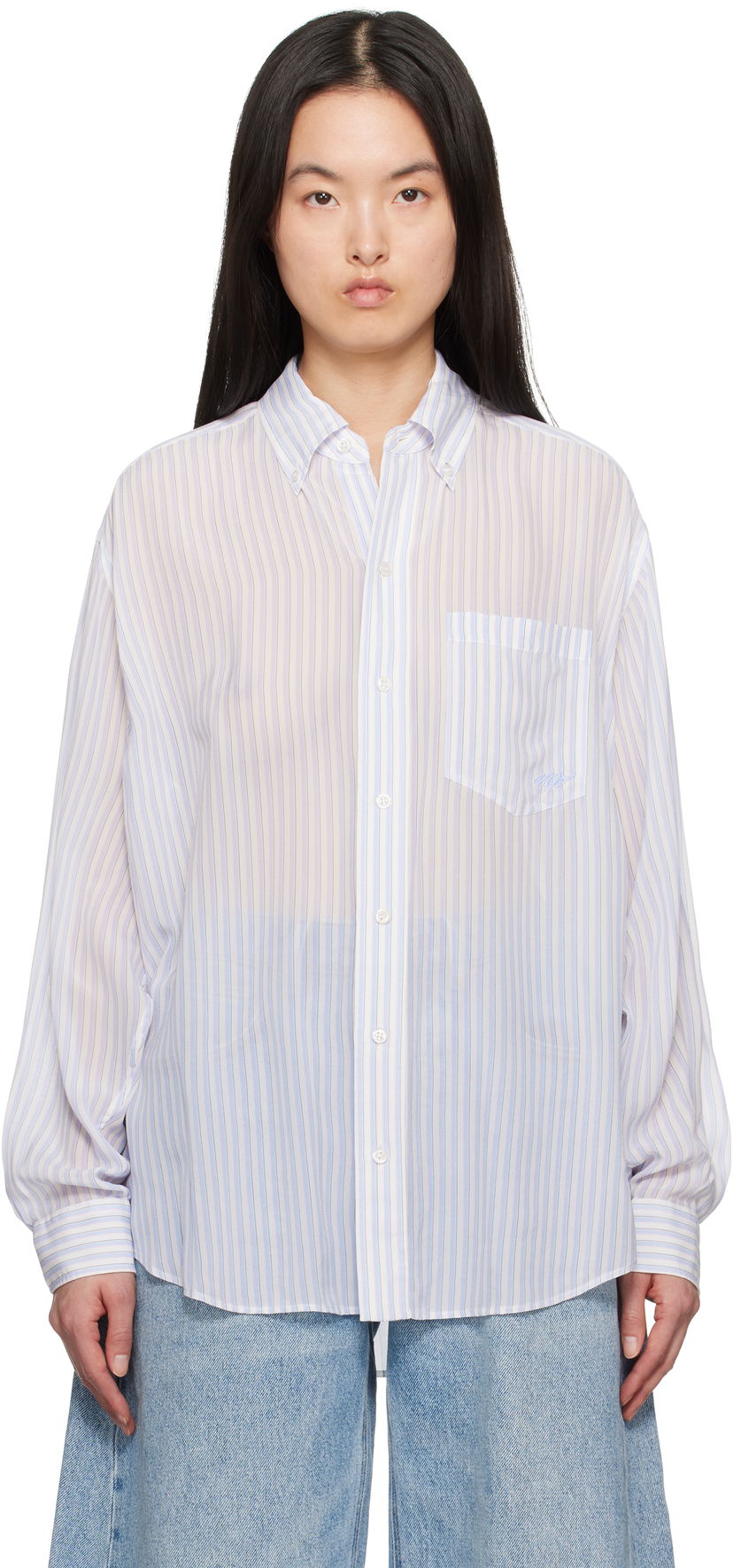 Сорочка Alexander Wang Alexander Wang Oversize Silk Chiffon Shirt білий | 1WC2251012