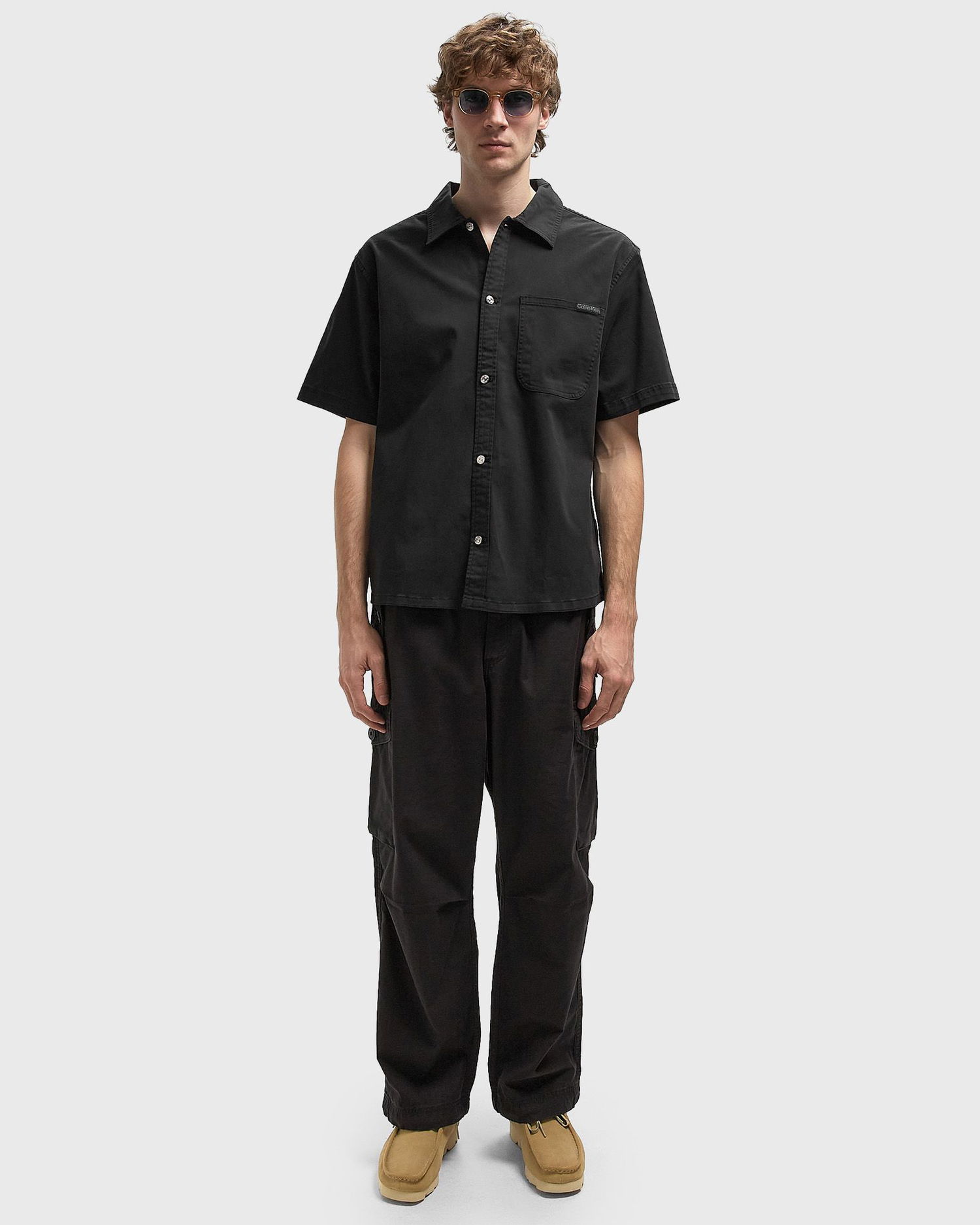 Сорочка CALVIN KLEIN Short Sleeve Camp Collar Button-Up Shirt D6 Collection чорний | LV04RC114GUB1, 1