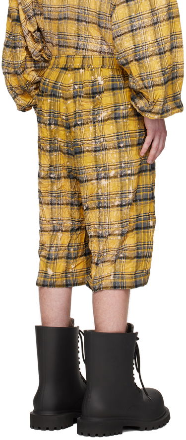 Шорти We11done We11done Crinkled Check Shorts Жовтий | WD-PT1-23-254-U-YE, 2