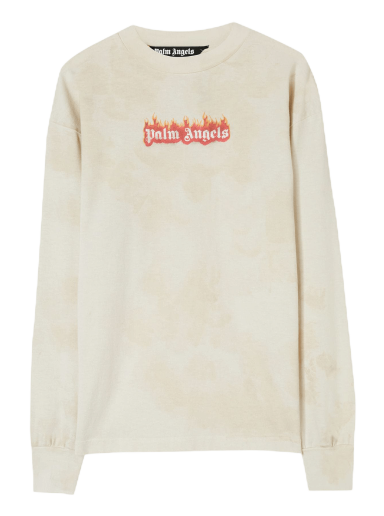 Футболка Palm Angels Long Sleeve Burning Logo Classic Tee бежевий | PMAB002F22JER0020310