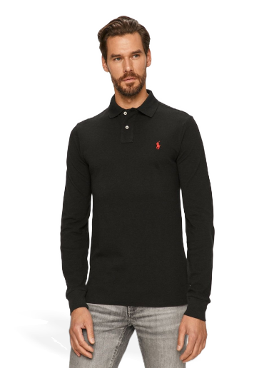 Сорочка поло Polo by Ralph Lauren Long Sleeve Slim Fit Polo чорний | 710681126037