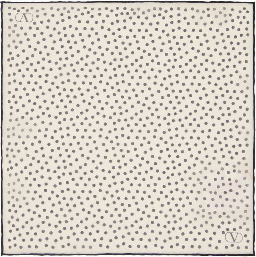 Шарф Valentino Valentino Garavani Chez Silk Pocket Square with Polka Dots білий | 6W0EX002XFR