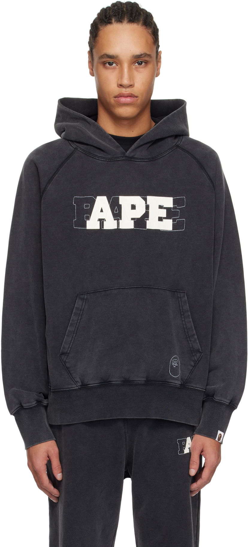 Світшоти BAPE A Bathing Ape Washed Effect Relaxed Fit Hoodie чорний | 001PPK801001M