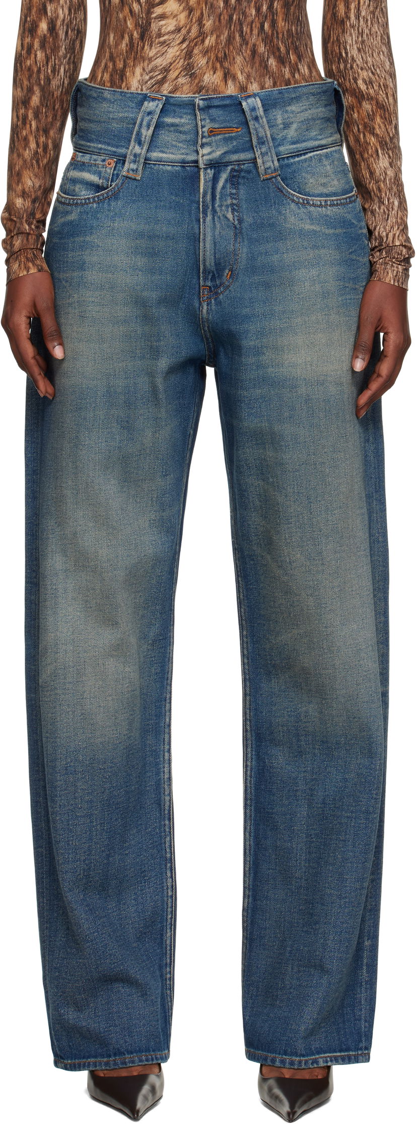 Джинси Maison Margiela MM6 Maison Margiela 5-Pocket Slub Jeans Синій | S52LA0259 M30017