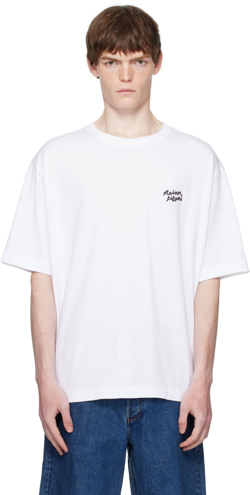 Футболка MAISON KITSUNÉ Maison Kitsuné Handwriting Oversized T-Shirt білий | PM00110KJ0119