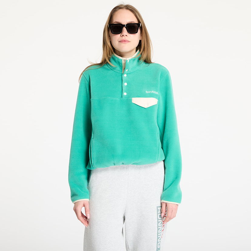 Cветр Sporty & Rich Sporty & Rich Serif Logo Polar Fleece Sweatshirt Зелений | JA047514300GR37