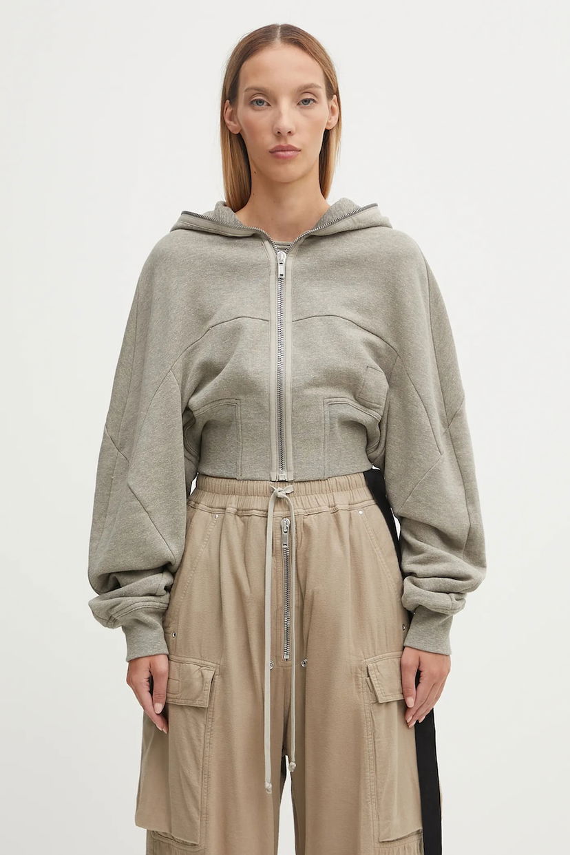 Світшоти Rick Owens Rick Owens DRKSHDW Collage Gimp Cropped Hoodie Сірий | DS02E7233.FGM