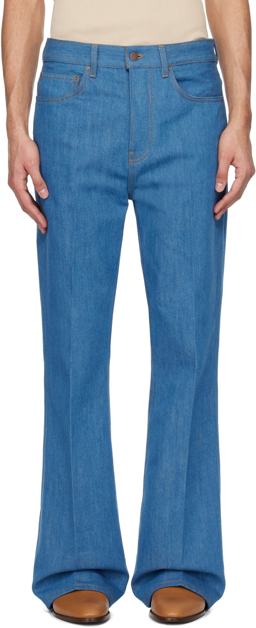 Джинси AMIRI AMIRI Creased Flare Jeans Синій | AMDNFR1011