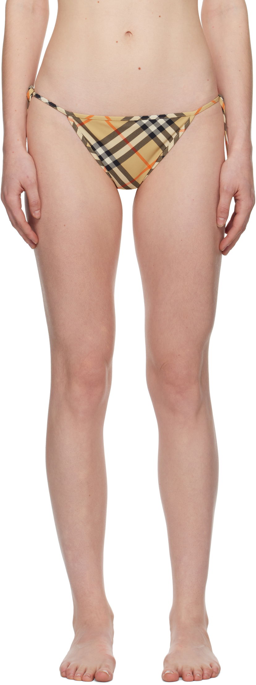 Купальники Burberry Check Bikini Bottom бежевий | 8100760