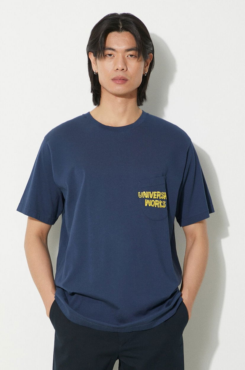 Футболка Universal Works Universal Works Print Pocket Tee темно-синій | 30611.NAVY