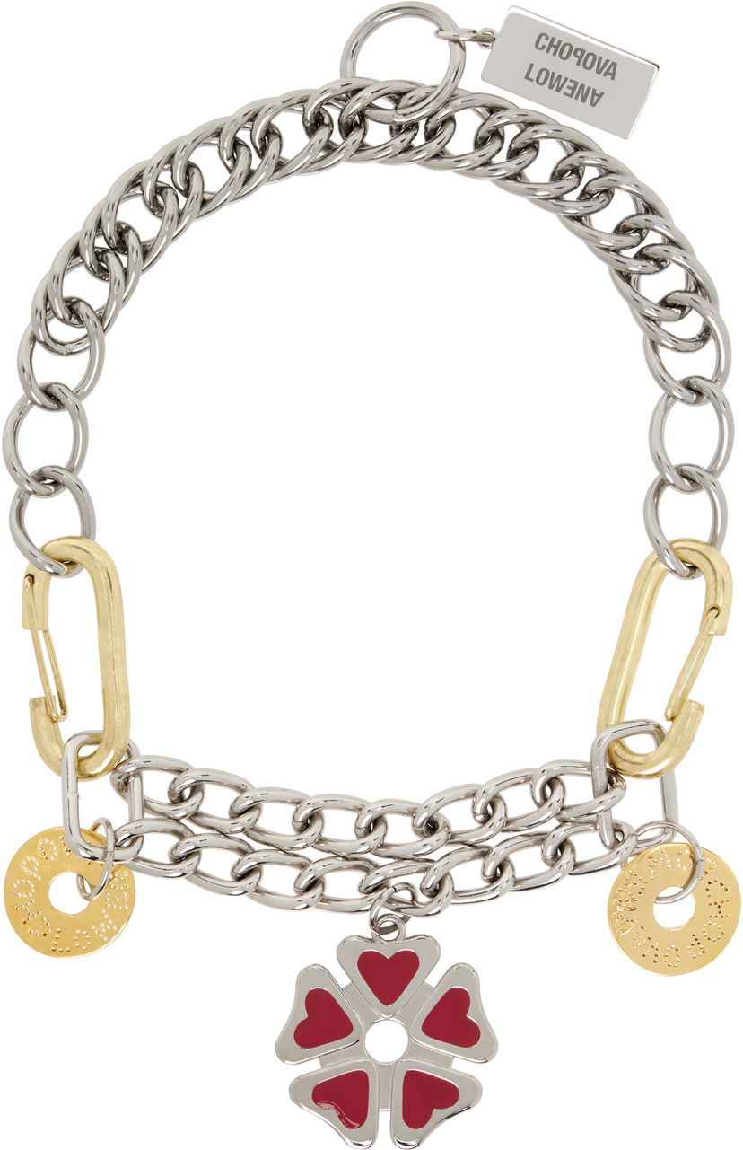 Кольє Chopova Lowena Chopova Lowena Double Decker Chain Necklace with Flower Charm Металік | 6586