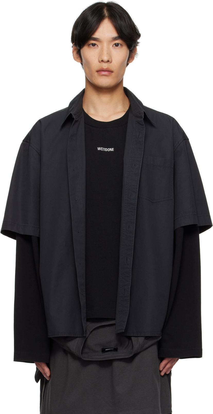 Сорочка We11done We11done Logo Long-Sleeved Layered Shirt чорний | WD-SH2-25-180-U-CH