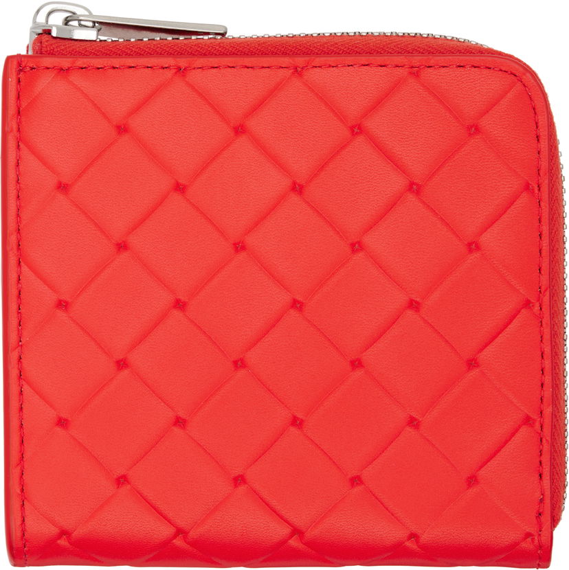 Гаманець Bottega Veneta Bottega Veneta Intrecciato Stamp Square Zip Around Wallet Червоний | 817741V0AQ16530