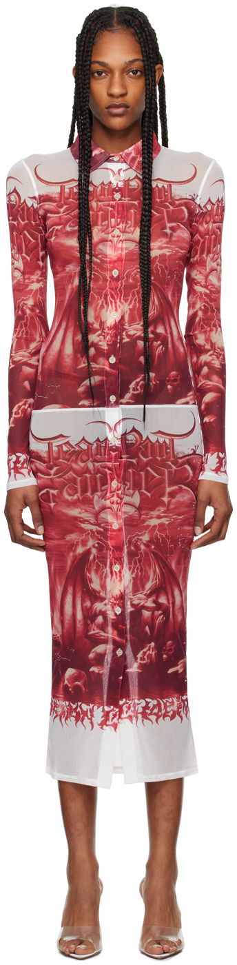 плаття Jean Paul Gaultier Gaultier 'The Diablo' Mesh Midi Dress Червоний | 24/25-F-RO095-T546-0130
