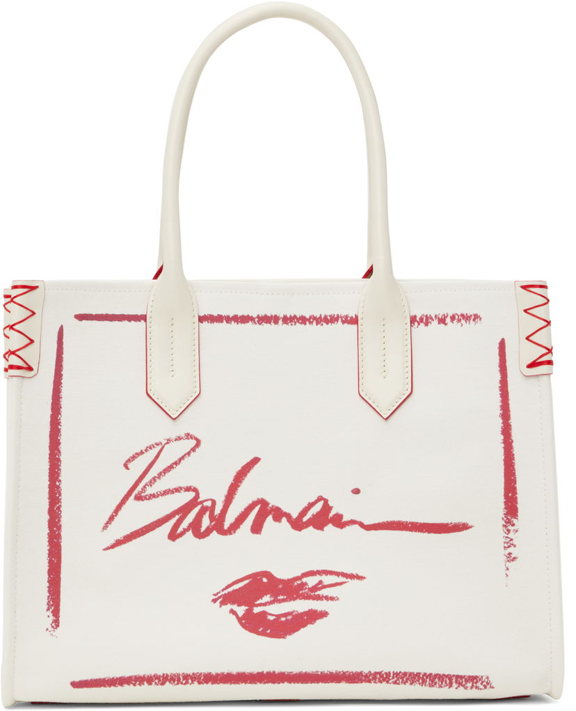 сумка-тоут Balmain Balmain B-Army Lipstick Print Tote Bag білий | EN0FF993TLIC