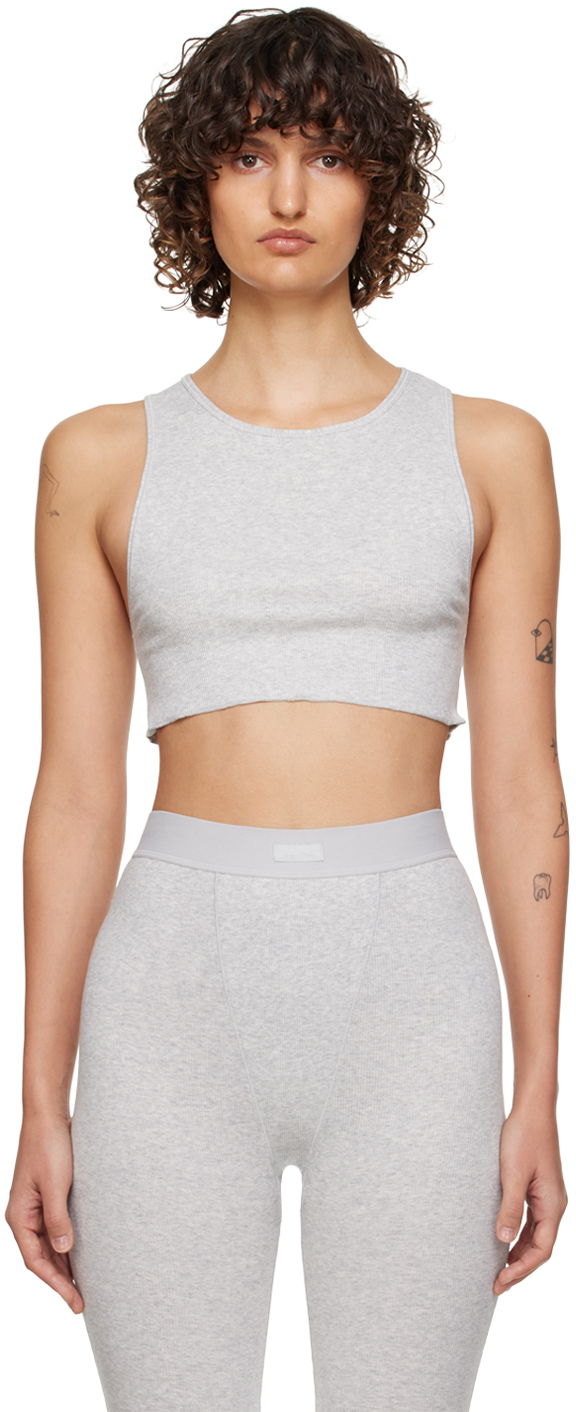 Безрукавка SKIMS SKIMS Cotton Rib Super Crop Tank Top Сірий | AP-CRP-1399
