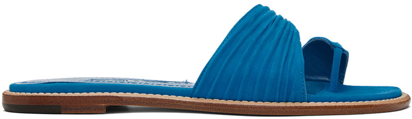 Догляд за взуттям Manolo Blahnik Manolo Blahnik Tibo Suede Toe-Ring Sandals Синій | 423-1670