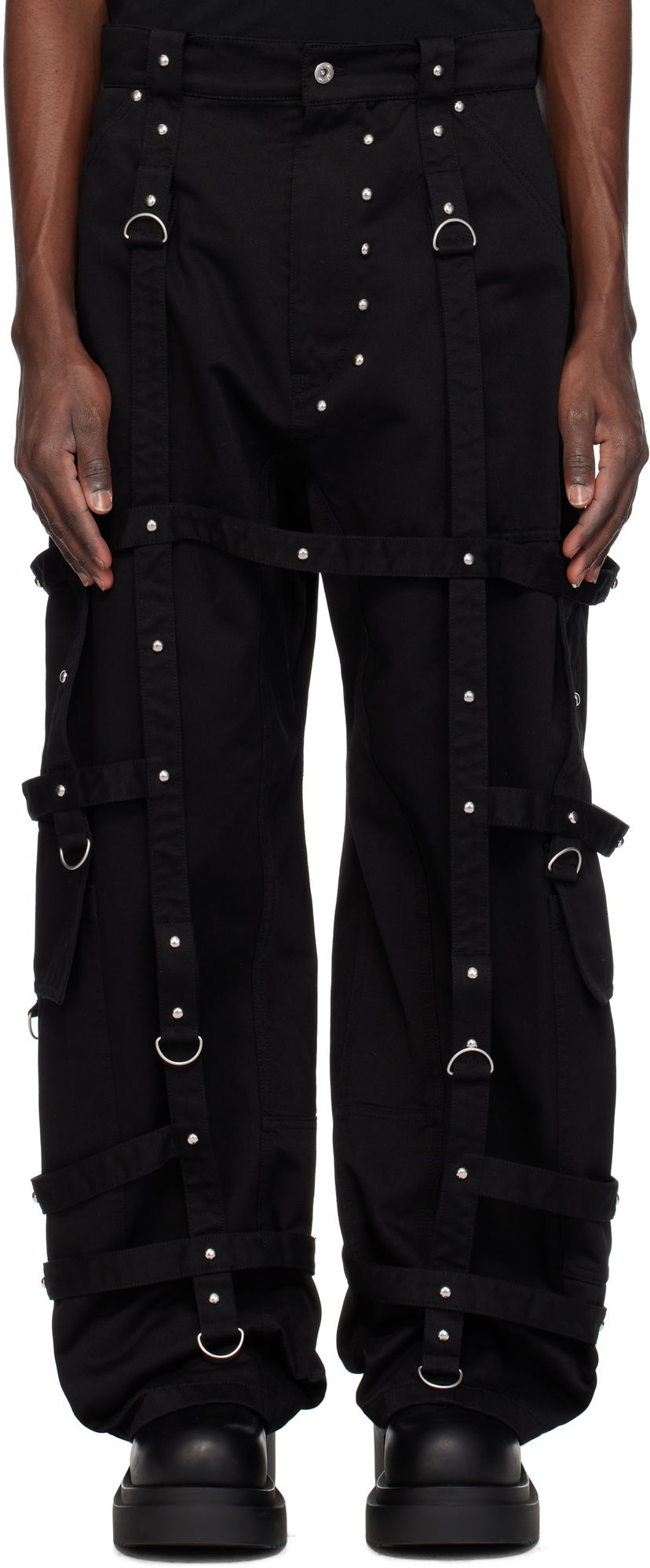 Штани карго We11done We11done Strapped Cargo Pants чорний | WD-PT0-25-246-M-BK
