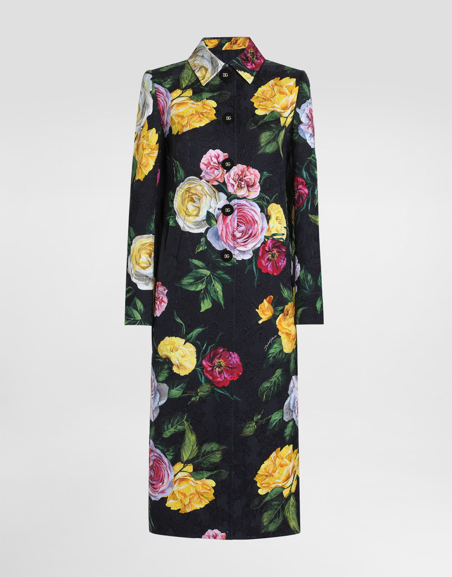 Пальто Dolce & Gabbana Dolce & Gabbana Single-breasted Peony and Rose-Print Brocade Coat чорний | F0W2RTFS9AHHN5IY, 0