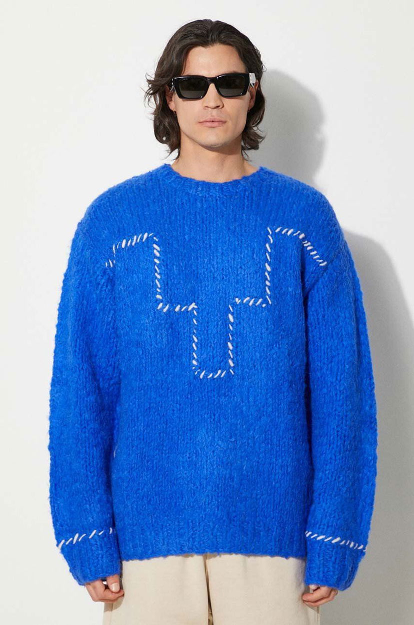 Cветр Marcelo Burlon Sweater Crewneck Синій | CMHE035F24KNI0054501