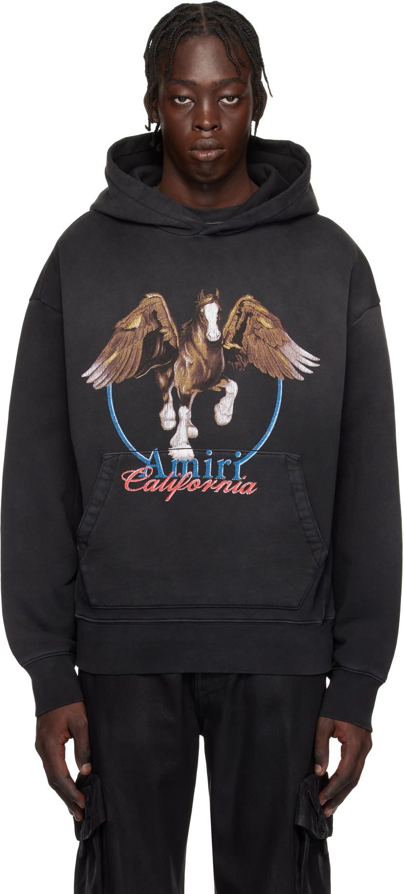 Світшоти AMIRI Vintage Wash Pegasus Oversized Hoodie чорний | AMJYHD1080