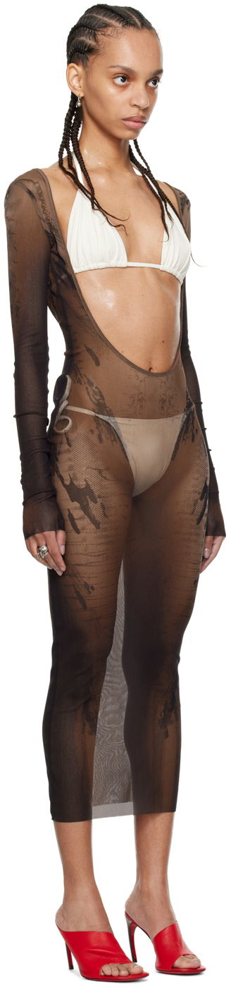 плаття Jean Paul Gaultier Jean Paul Gaultier Shayne Oliver Edition Mesh Midi Dress Коричневий | 24/27-F-RO180-T550-6700, 1